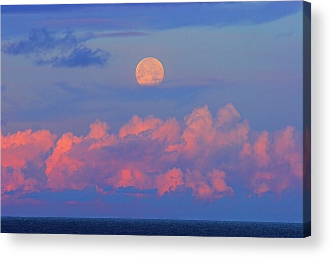 Moon Acrylic Print featuring the photograph Sunrise-Moonset-St Lucia by Chester Williams