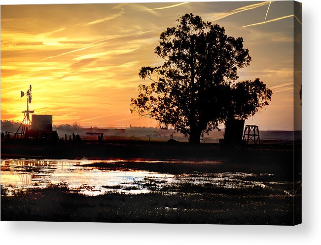 Rio Vista Acrylic Print featuring the photograph Sunrise old windmill by Bruce Bottomley