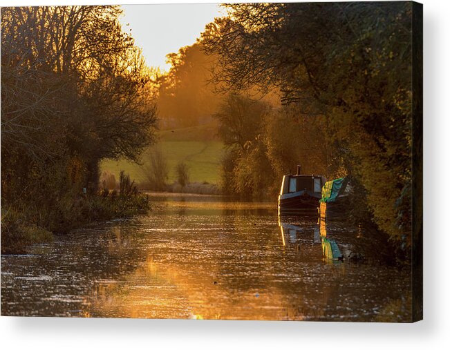 Uk Acrylic Print featuring the photograph Sunrise on the Grand Union Canal by ReDi Fotografie
