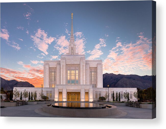 Mormon Acrylic Print featuring the photograph Sunrise on the Ogden Utah LDS Temple by Scott Law