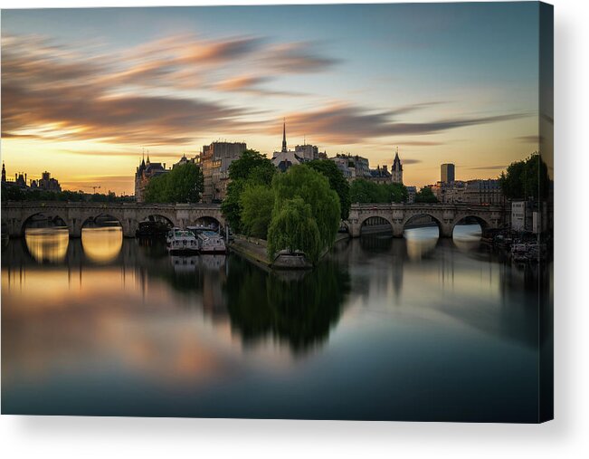 Paris Acrylic Print featuring the photograph Sunrise on the Seine by James Udall