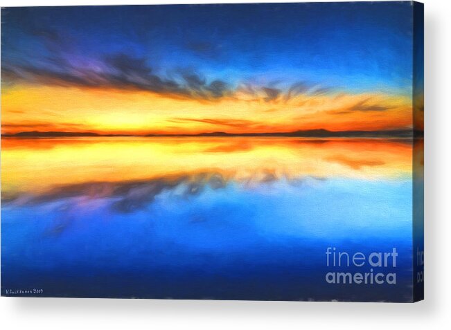 Abstract Acrylic Print featuring the painting Sunrise by Veikko Suikkanen