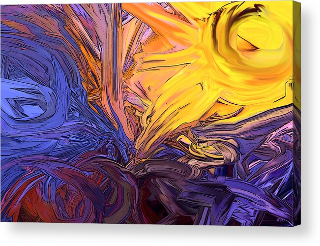 Original Modern Art Abstract Contemporary Vivid Colors Acrylic Print featuring the digital art Sun's Rays by Phillip Mossbarger