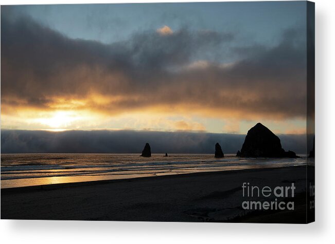 Sunset Acrylic Print featuring the photograph Sunset at Cannon Beach by Sandra Bronstein