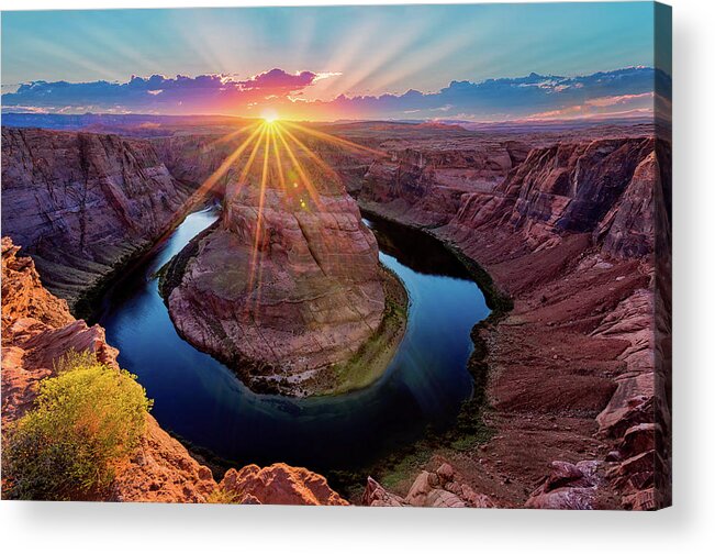 Horseshoe Bend Acrylic Print featuring the photograph Sunset at Horseshoe Bend by Dave Koch