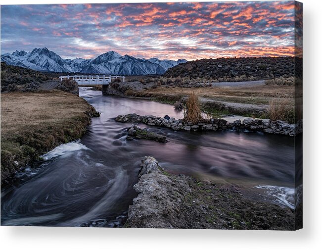 River Acrylic Print featuring the photograph Sunset at Hot Creek by Cat Connor