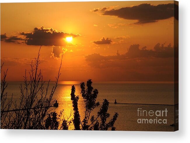 Sunset Acrylic Print featuring the photograph Sunset at Lake Huron by Joe Ng