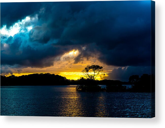 Sunset Acrylic Print featuring the photograph Sunset at Lough Leane in Killarney National Park in Ireland by Andreas Berthold