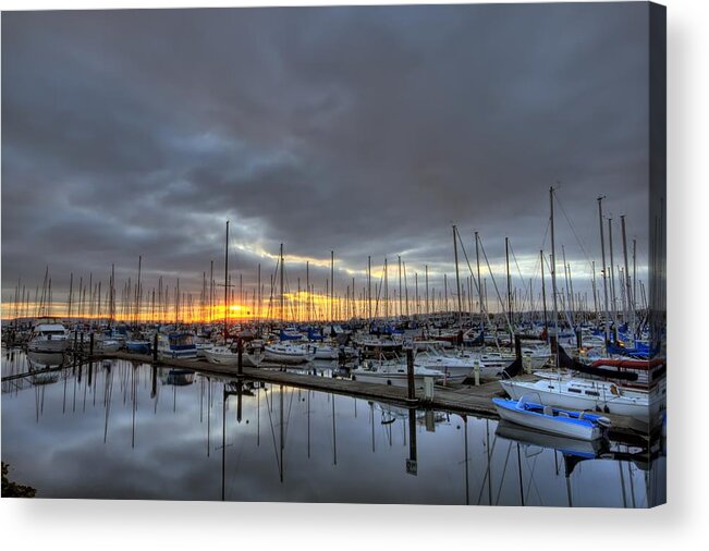 Hdr Acrylic Print featuring the photograph Sunset at Port Gardner by Brad Granger