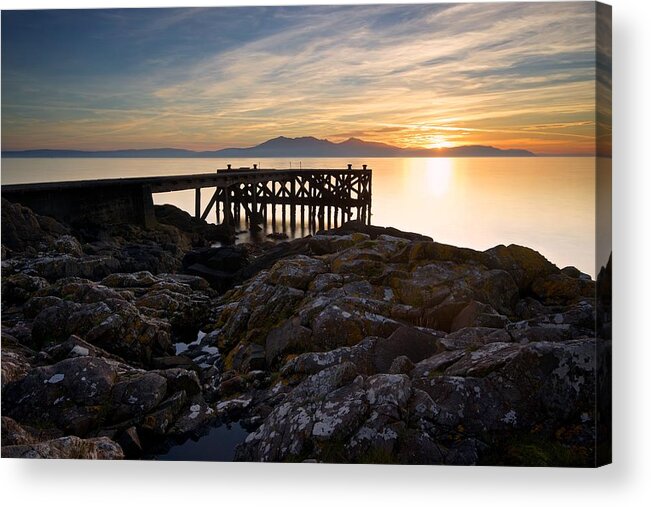 Sunset Acrylic Print featuring the photograph Sunset at Portencross pier by Stephen Taylor