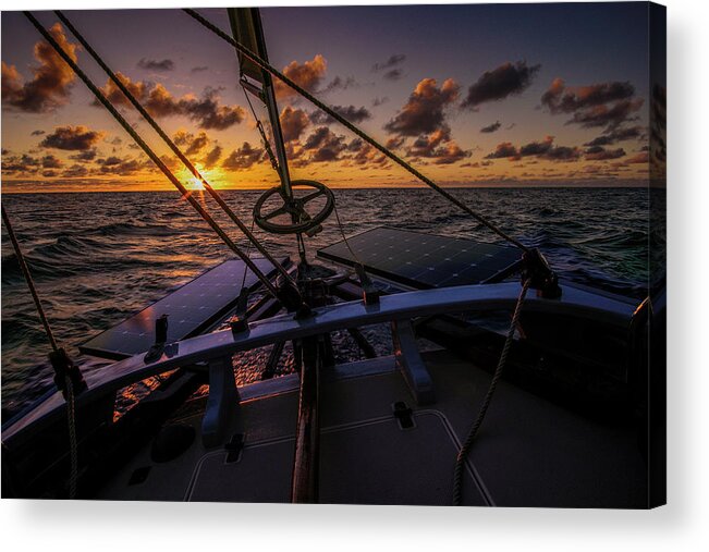 Sailing Acrylic Print featuring the photograph Sunset at sea by Gary Felton