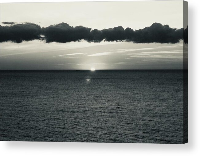 Conversion From Color To B+w Acrylic Print featuring the photograph Sunset at Sea by Roger Cummiskey