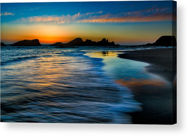 Oregon Acrylic Print featuring the photograph Sunset at Seal Rock Oregon by Michael Ash