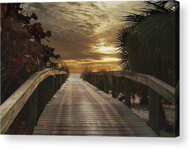 St. Pete Beach Acrylic Print featuring the photograph Sunset Bridge by Steve Ondrus