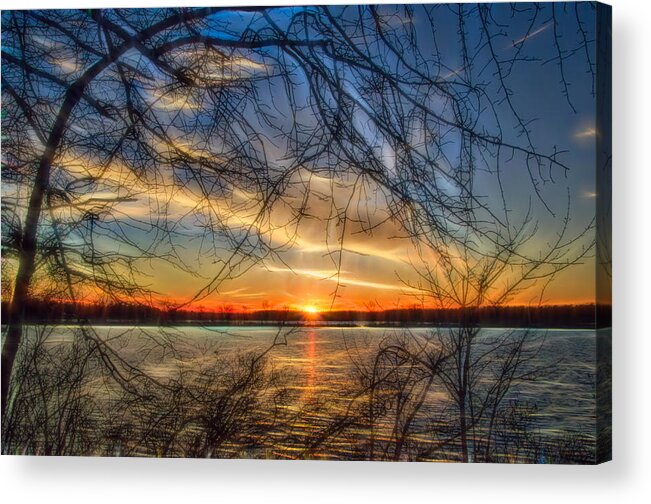 Sunset Acrylic Print featuring the photograph Sunset Framed by Branches by Beth Sawickie