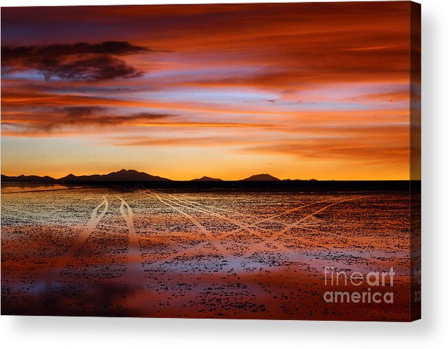 Salar De Uyuni Acrylic Print featuring the photograph Sunset Highways 2 by James Brunker