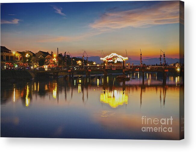 Sunset Acrylic Print featuring the photograph Sunset in Hoi An Vietnam Southeast Asia by Sam Antonio
