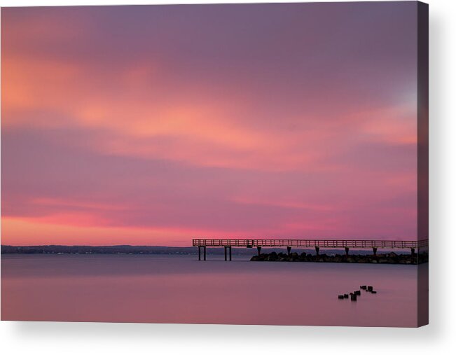 Glen Cove Acrylic Print featuring the photograph Sunset in the Harbor by Marzena Grabczynska Lorenc