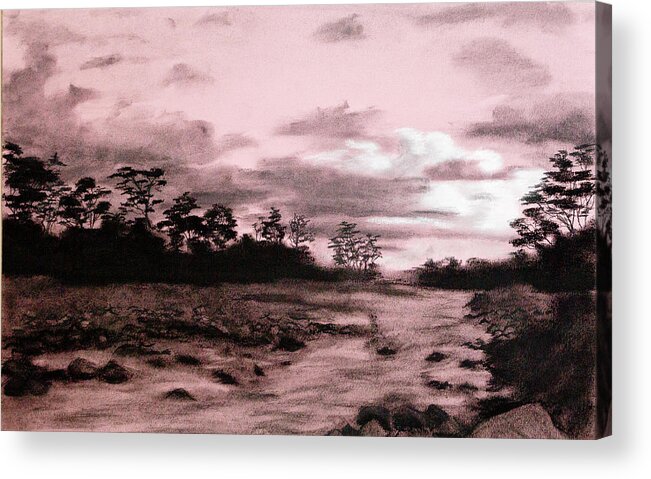 Sunset Acrylic Print featuring the drawing Sunset in Casanare by Jordan Henderson