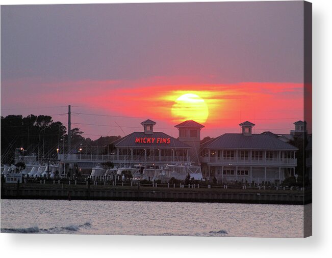 Micky Fins Restaurant Acrylic Print featuring the photograph Sunset on Micky Fins by Robert Banach