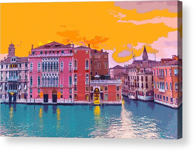 Sunset On The Grand Canal Acrylic Print featuring the digital art Sunset on the Grand Canal Venice by Anthony Murphy