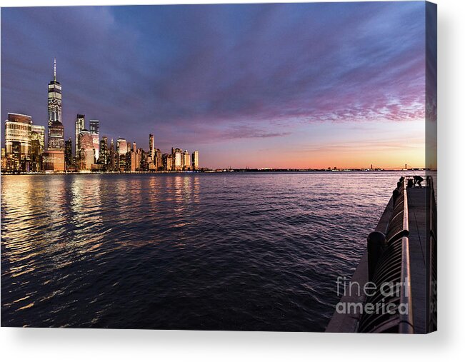 Nyc Acrylic Print featuring the photograph Sunset on the Hudson River by Zawhaus Photography