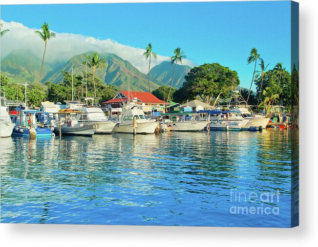 Lahaina Harbour Acrylic Print featuring the photograph Sunset on the Marina Lahaina Harbour Maui Hawaii by Sharon Mau