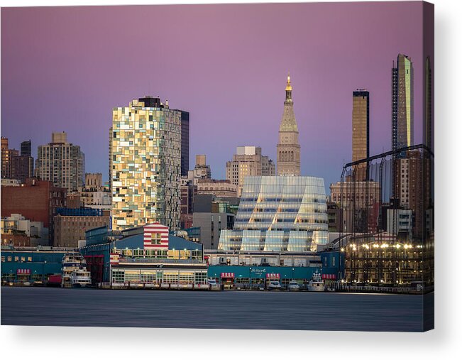 Chelsea Piers Acrylic Print featuring the photograph Sunset over Chelsea by Eduard Moldoveanu