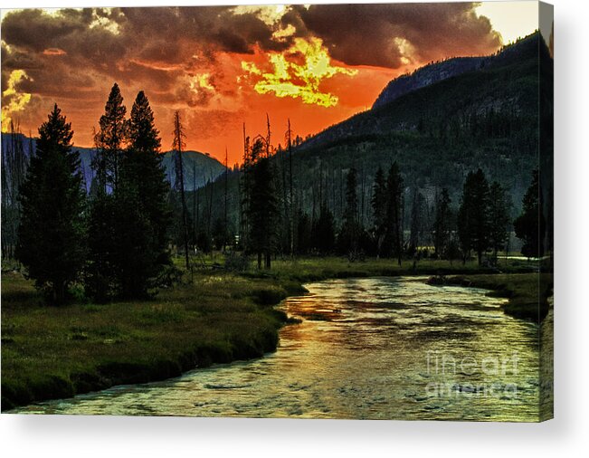 Sunset Acrylic Print featuring the photograph Sunset over Madison River by Edward R Wisell