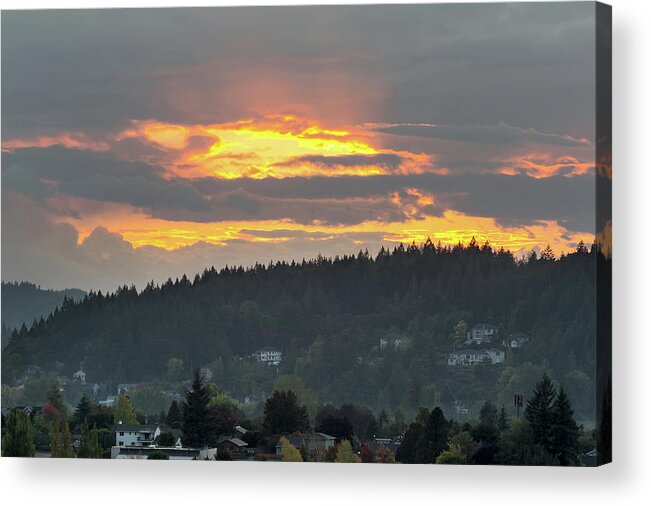 Sunset Acrylic Print featuring the photograph Sunset over Mount Talbert in Happy Valley by David Gn