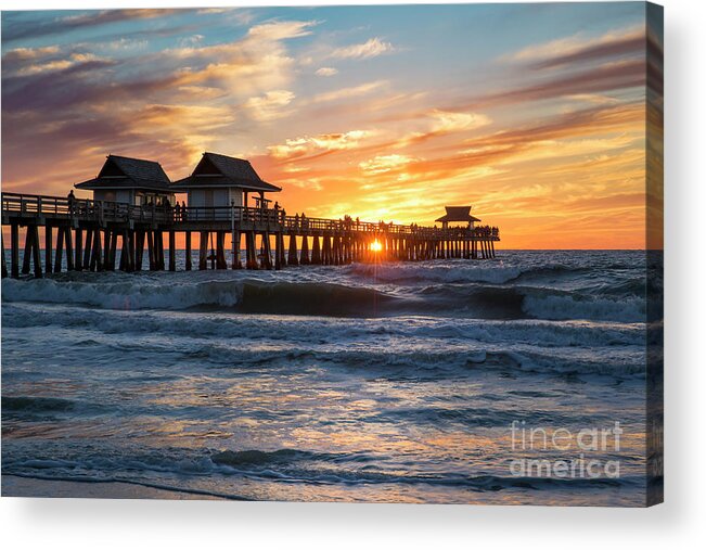 Naples Acrylic Print featuring the photograph Sunset over Naples Pier by Brian Jannsen