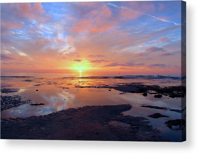 Oceans Acrylic Print featuring the photograph Sunset over Terramar Beach by Joy Buckels