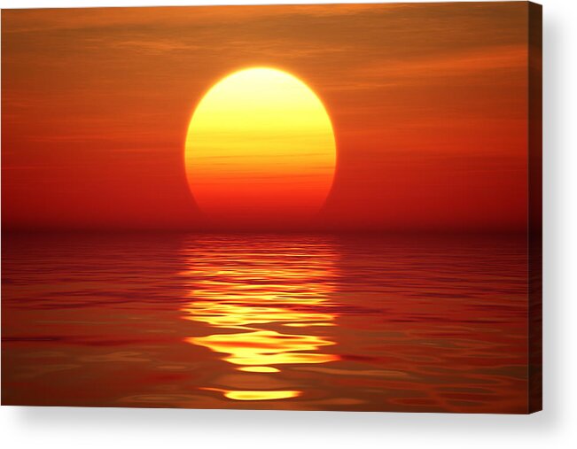 Sunset Acrylic Print featuring the photograph Sunset over tranqual water by Johan Swanepoel