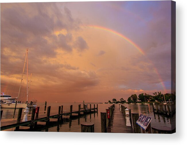 Chesapeake Bay Acrylic Print featuring the photograph Sunset Rainbow by Jennifer Casey