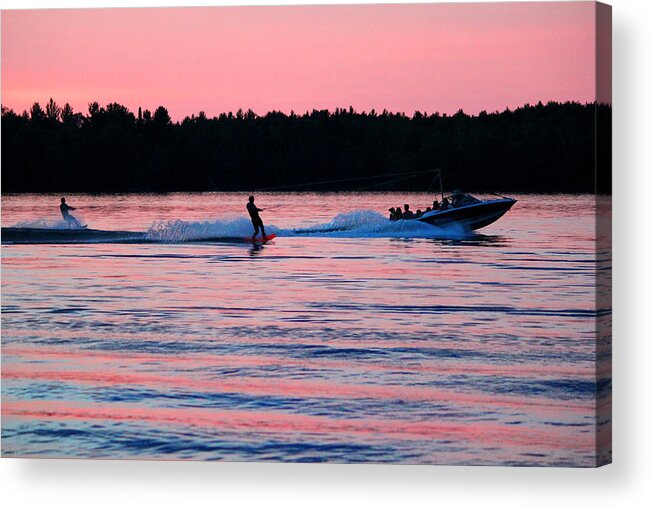Sun Acrylic Print featuring the photograph Sunset Skiing by Brook Burling