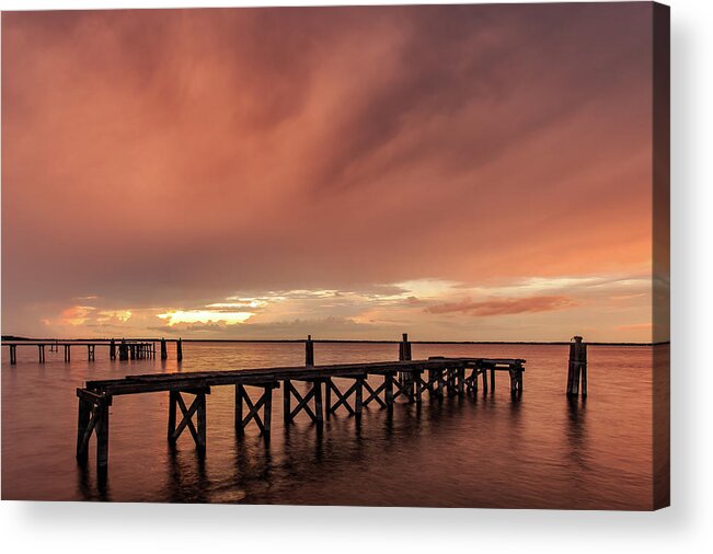 Sanford Acrylic Print featuring the photograph Sunset thru Storm Clouds by Stefan Mazzola