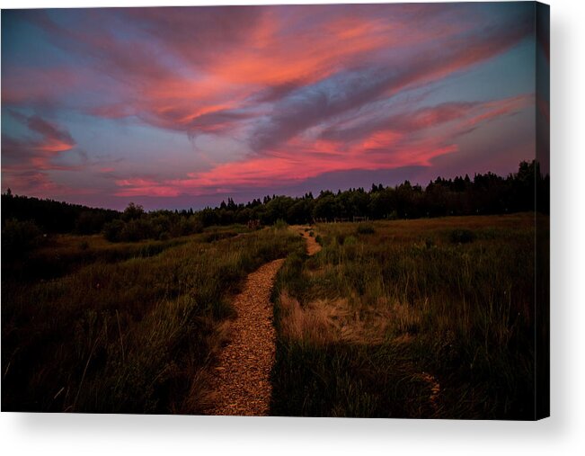 Black Butte Acrylic Print featuring the photograph Sunset Trail Walk by Doug Scrima