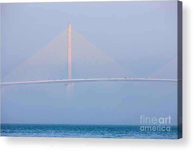 Clarence Holmes Acrylic Print featuring the photograph Sunshine Skyway Bridge in Fog I by Clarence Holmes