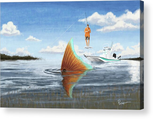 Red Fish Acrylic Print featuring the digital art Sweet Spot by Kevin Putman
