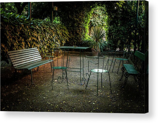 Bench Acrylic Print featuring the photograph Table in the Park by Andrew Soundarajan