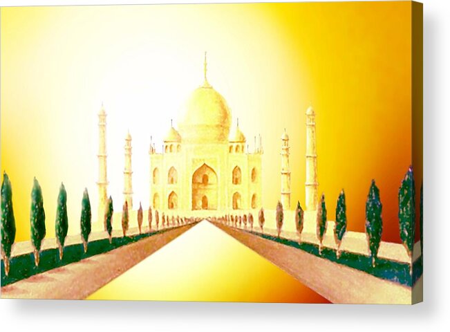 Taj Mahal Acrylic Print featuring the mixed media Taj Mahal by Hartmut Jager