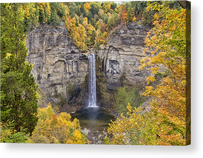 Waterfall Acrylic Print featuring the photograph Taughannock Falls by Cathy Kovarik