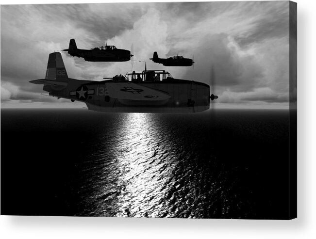 Navy Acrylic Print featuring the digital art TBF formation by Mike Ray