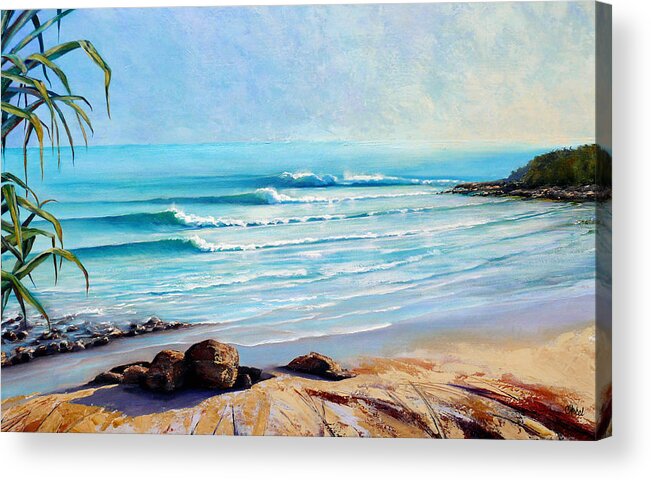 Surf Beach Acrylic Print featuring the painting Tea Tree Bay Noosa Heads Australia by Chris Hobel