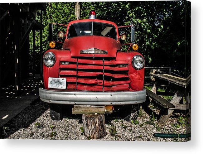 Firetruck Acrylic Print featuring the photograph Tears From A Broken Down Angel by Karl Anderson