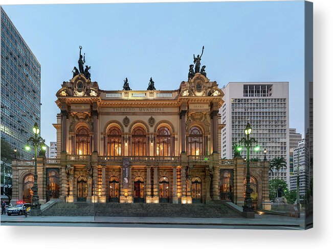 Theater Acrylic Print featuring the photograph Teatro Municipal de Sao Paulo by Wilfredo R Rodriguez