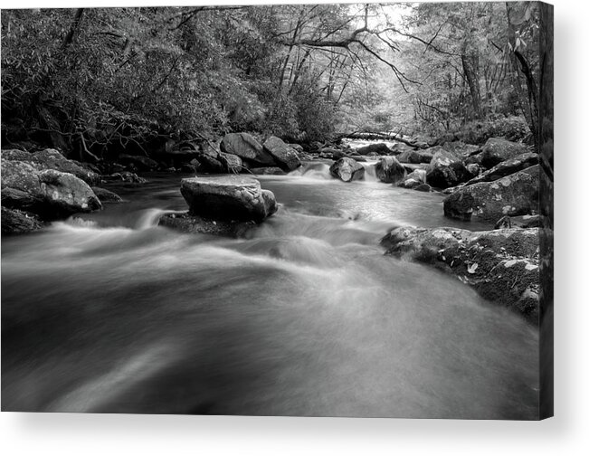 Tellico River Acrylic Print featuring the photograph Tellico Waters In Black and White by Greg and Chrystal Mimbs