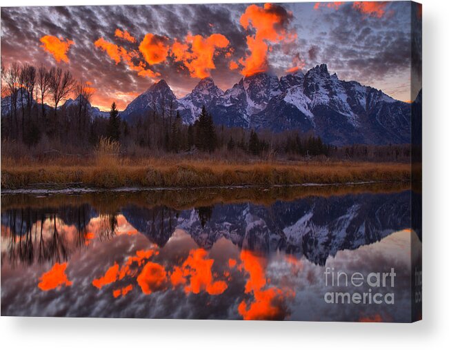 Schwabacher Landing Acrylic Print featuring the photograph Teton Sky Highlights by Adam Jewell