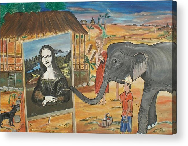Thai Acrylic Print featuring the painting Thai Artist by Colin O neill