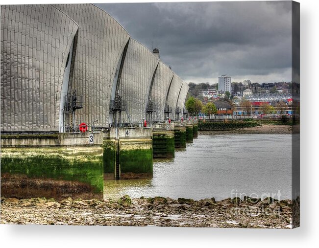 River Acrylic Print featuring the photograph Thames Barrier HDR by Vicki Spindler